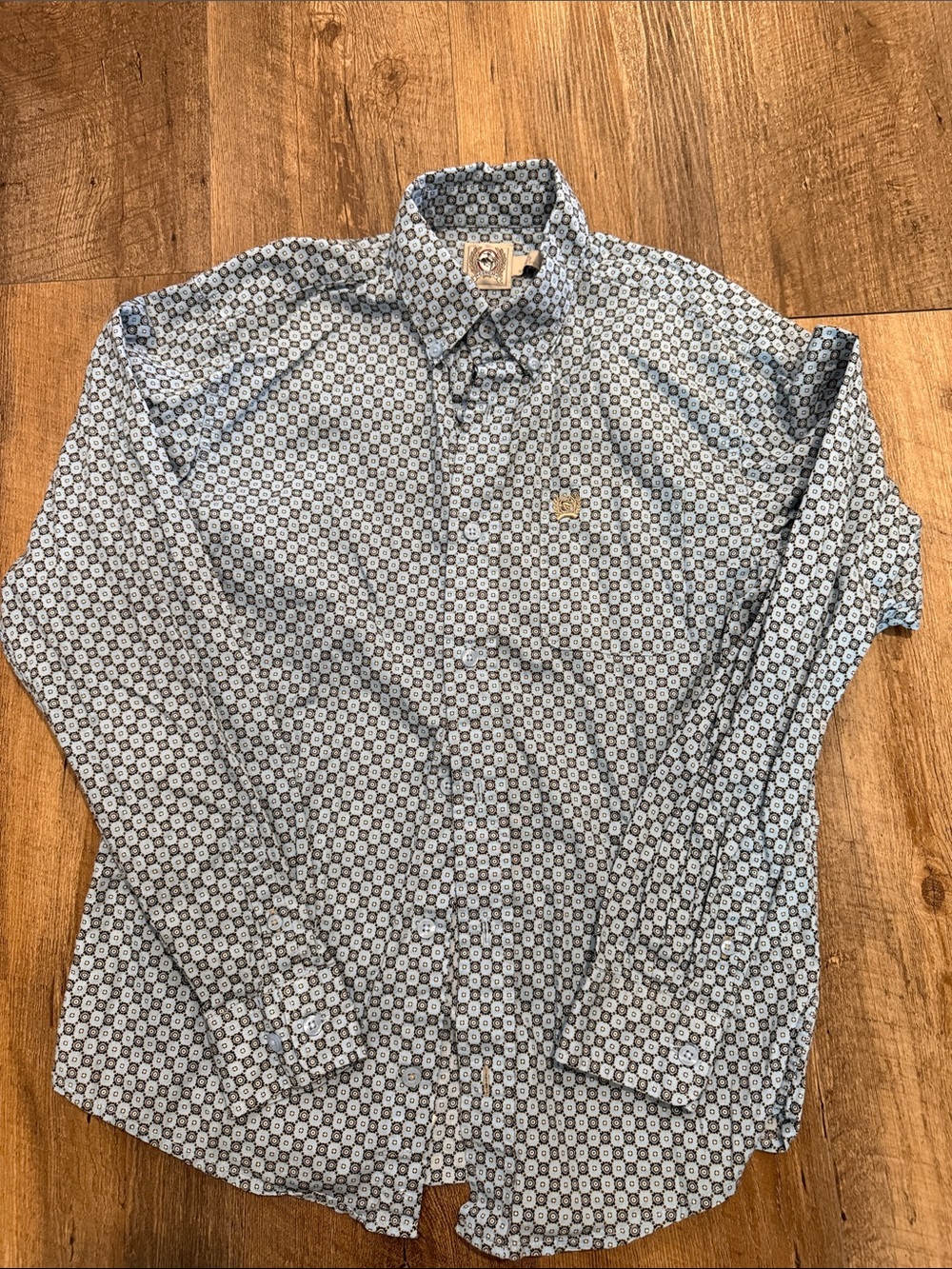 Cinch Boys Light Blue Geometric Button-Down Shirt